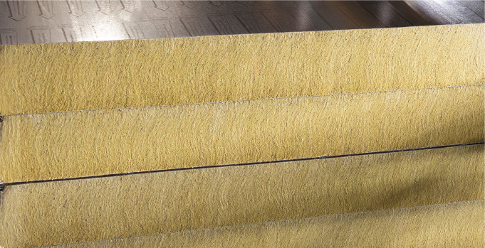Close-up of the mineral wool core used within Isoclad fire-rated panels.